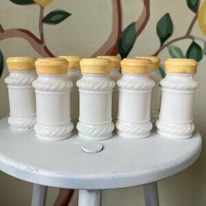 Vintage Milk Glass Spice Jars - set of 8